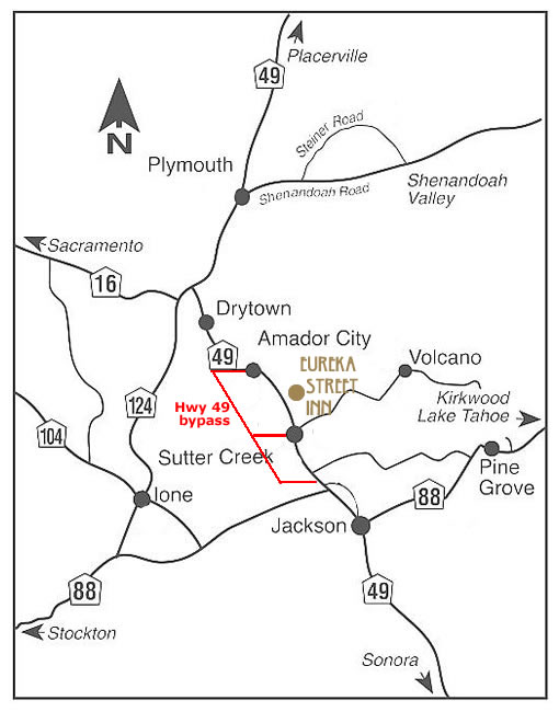 map of sutter creek and eureka street inn